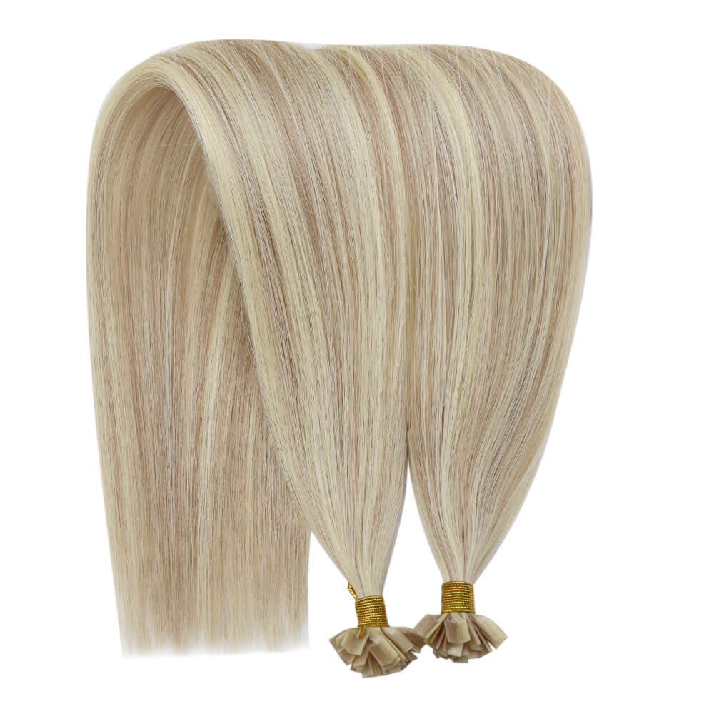 【U Tip upgraded】Keratin Tip Hair Extensions Virgin Human Hair Extensions Highlight Blonde #P18/613|Youngsee
