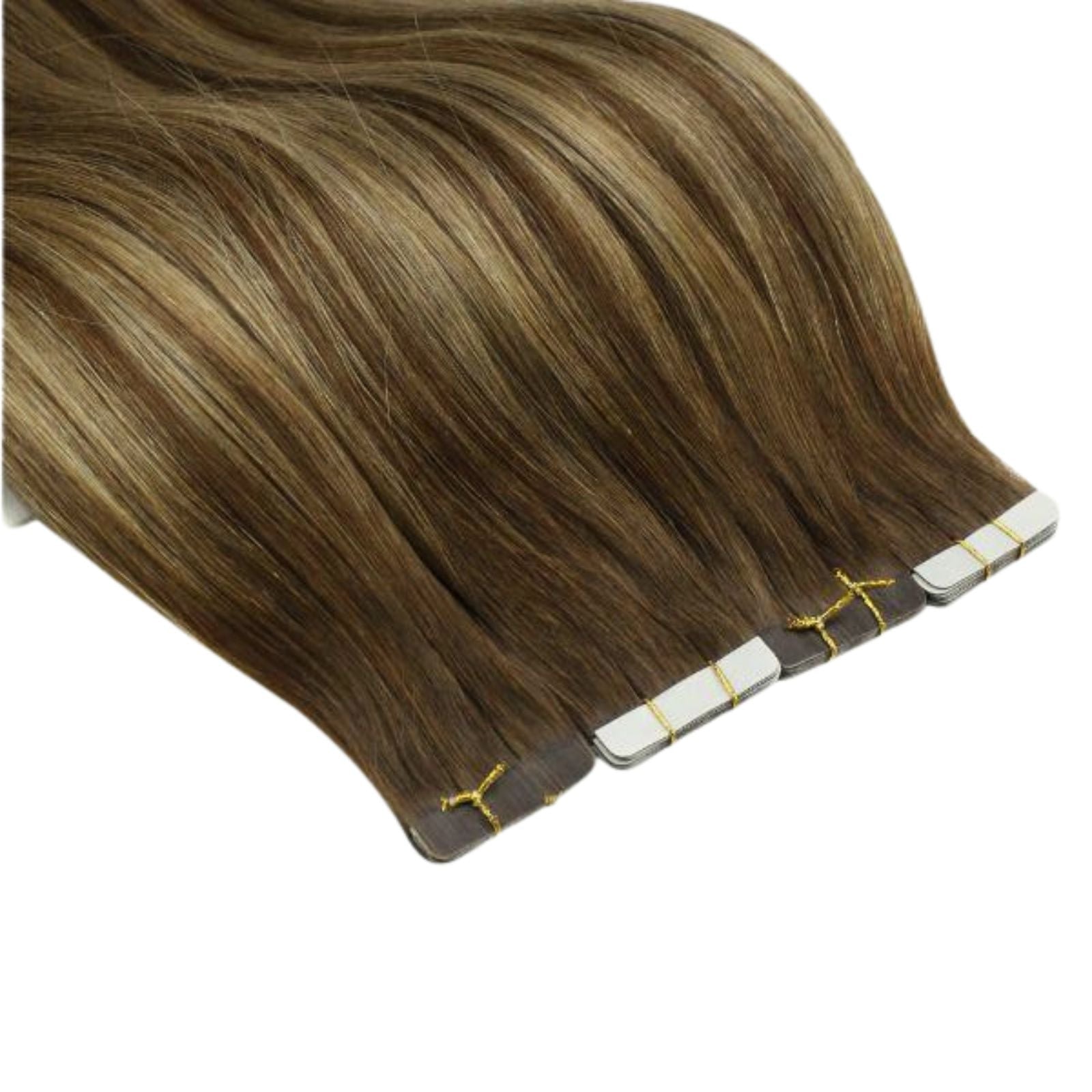 tape in hair extensions balayage brown with blonde