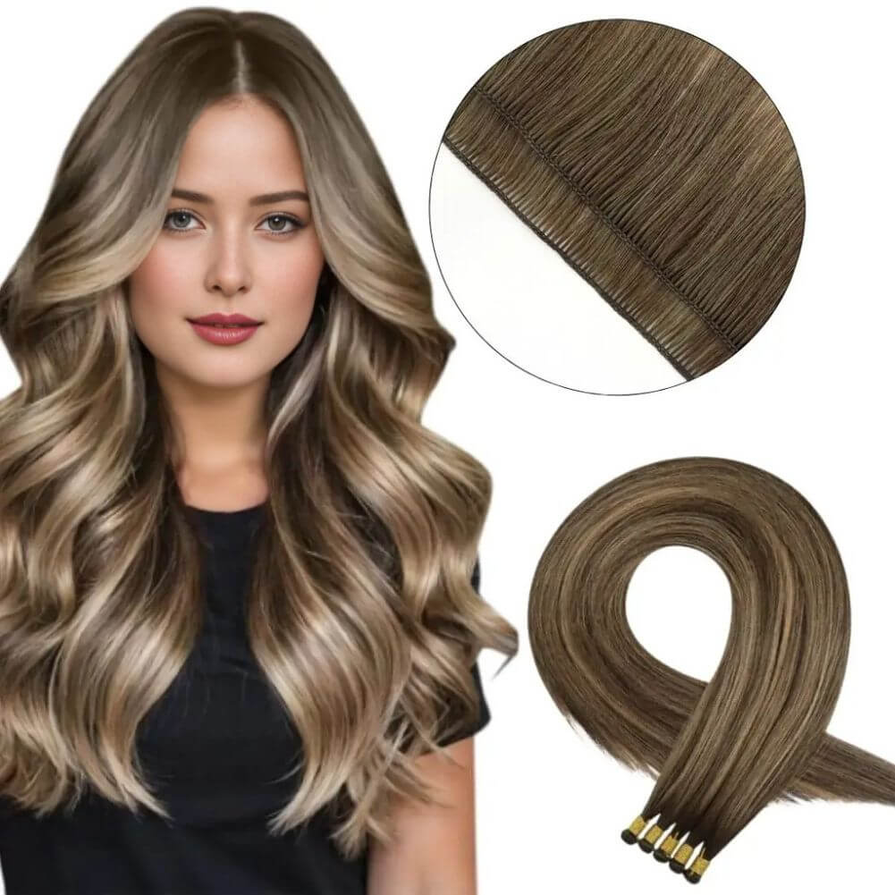 dark_brown_with_blonde_virgin_handtied_weft_hair_extensions