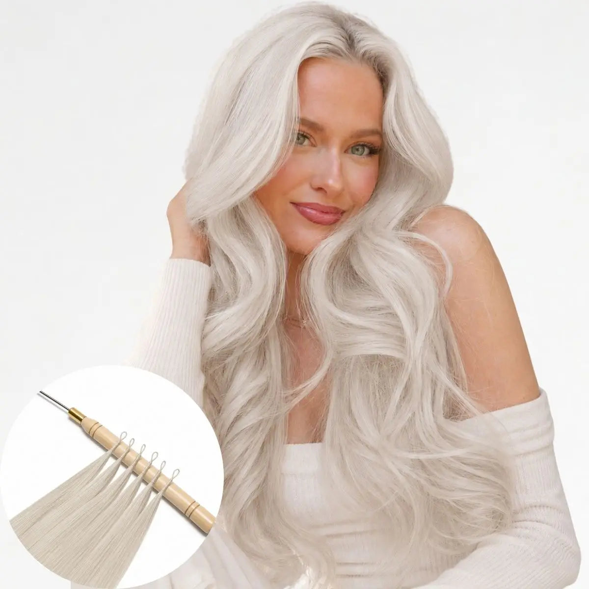 [Pre Sale] Virgin Hair  Feather Hair Extensions | Invisible & Glue-Free Blonde #1000