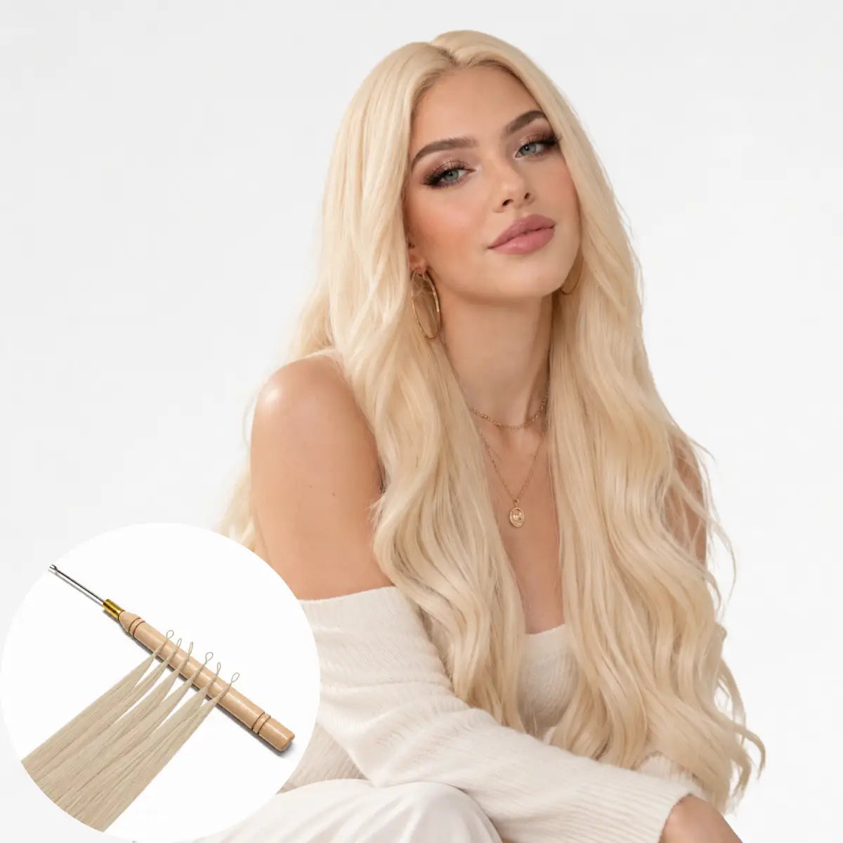 [Pre Sale] Virgin Hair  Feather Hair Extensions | Invisible & Glue-Free Blonde #60