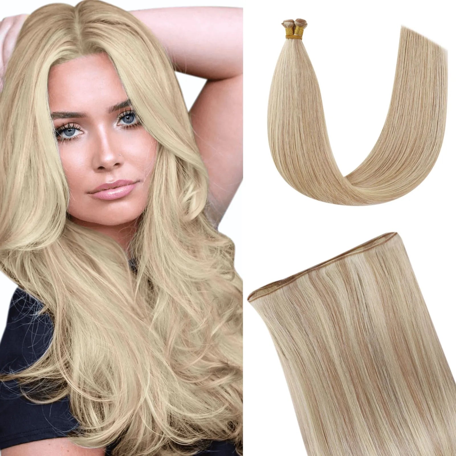 genius weft extensions human hair bundles pink blonde 