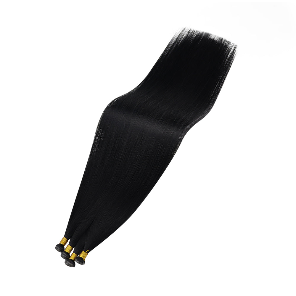 Seamless Virgin Genius Weft Real Human Hair Extensions Jet Black #1 |Youngsee