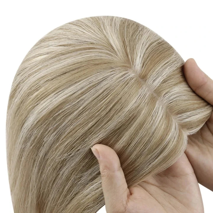 [Pre-sale] Best Virgin Fishnet Human Hair Topper Highlight Blonde Mix Brown #P8/60