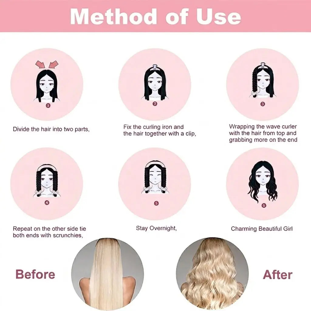 heatless curling rod,heatless hair curler
,no heat curling iron