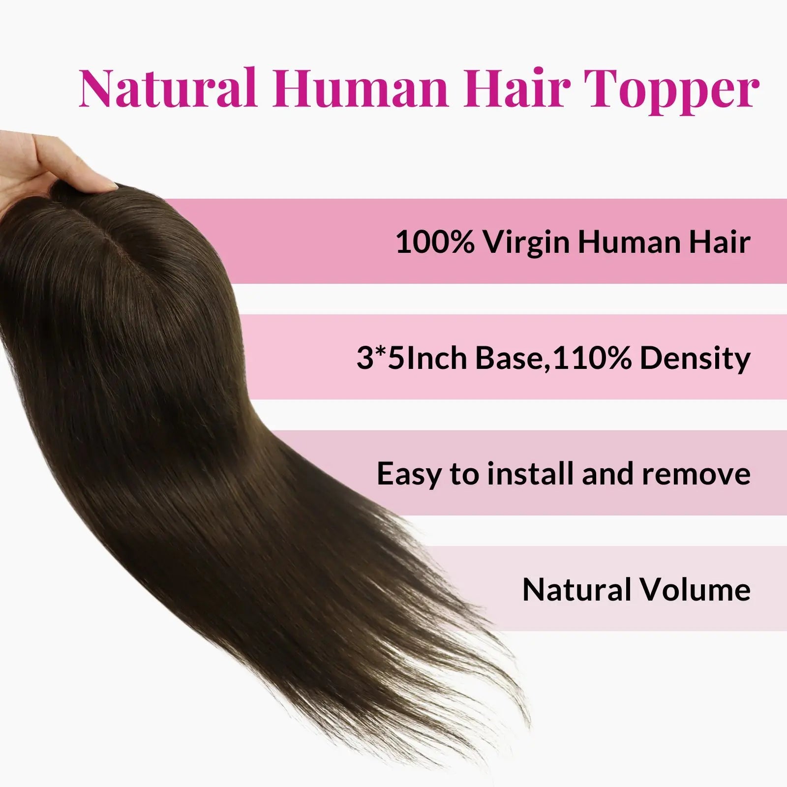 Comfortablehumanhairpiecesbrownhairtopper