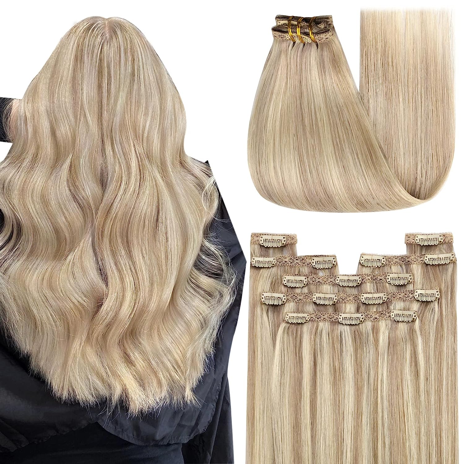 highlight blonde clip in hair extensions