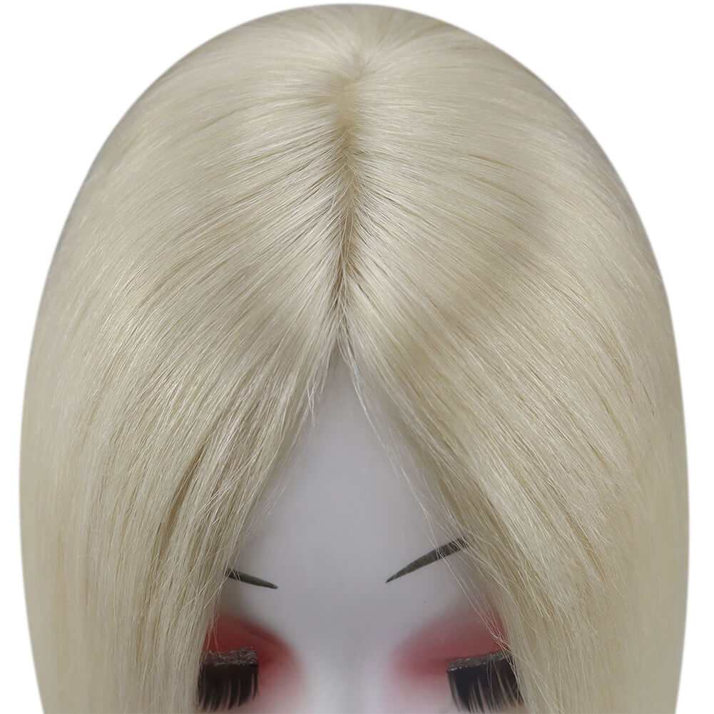 Topper Hair Pieces 100% Human Hair Platinum Blonde #60-3*5 inch |Youngsee