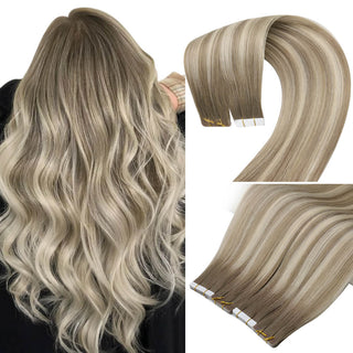Tape in Extensions Balayage Light Brown