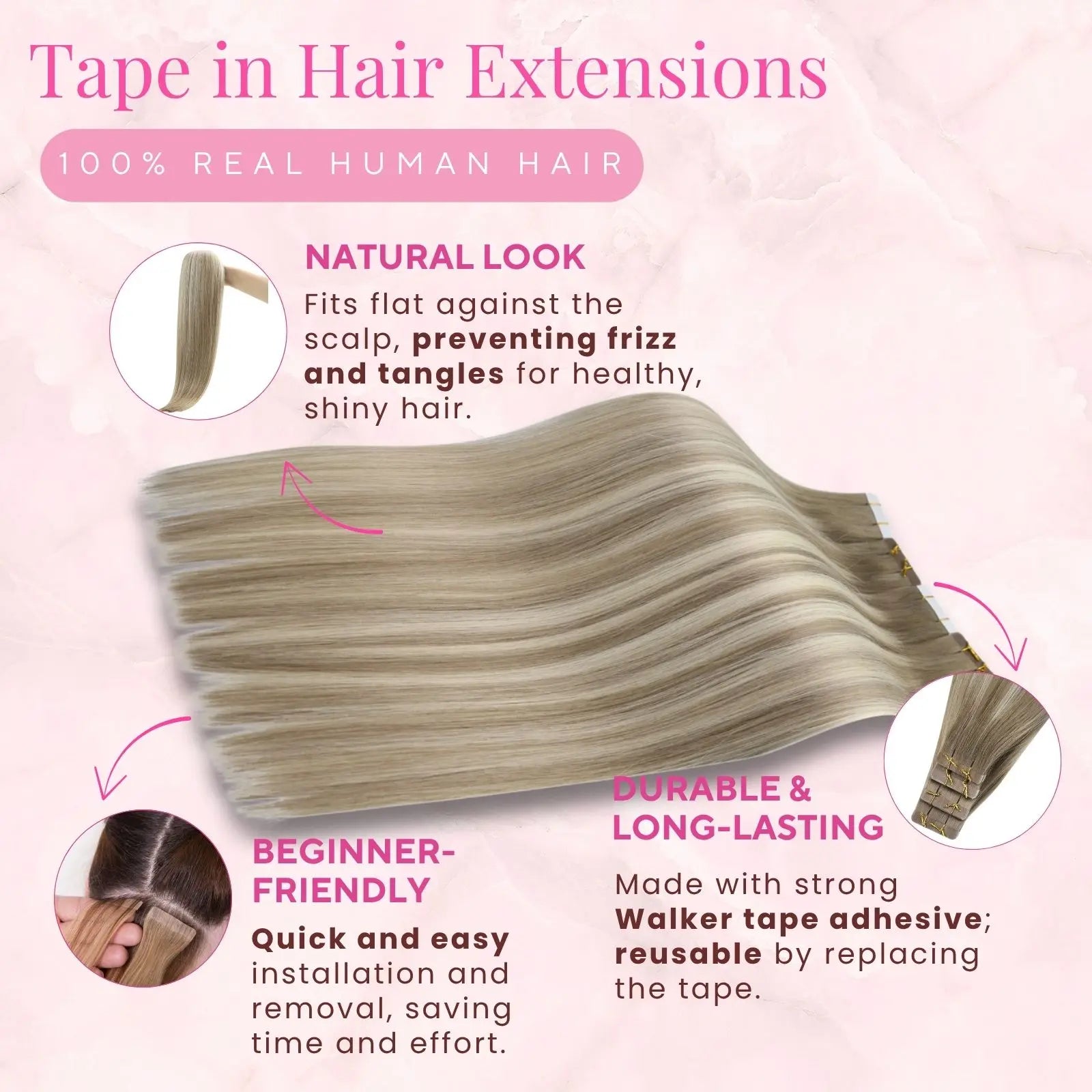 balayage ash blonde tape in hair extensions