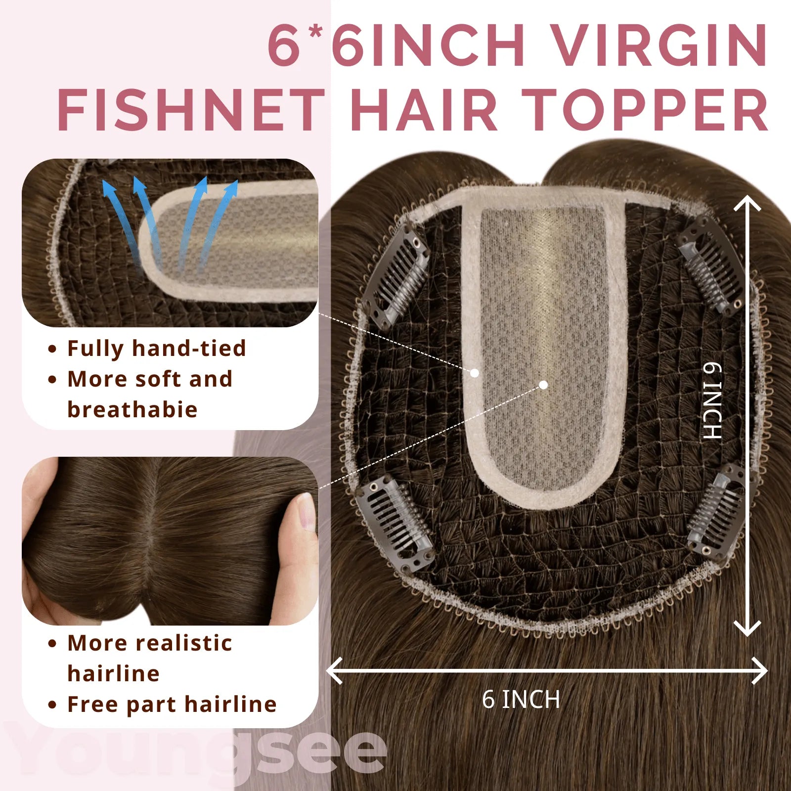 hair topper for thin crown fishnet hair topper