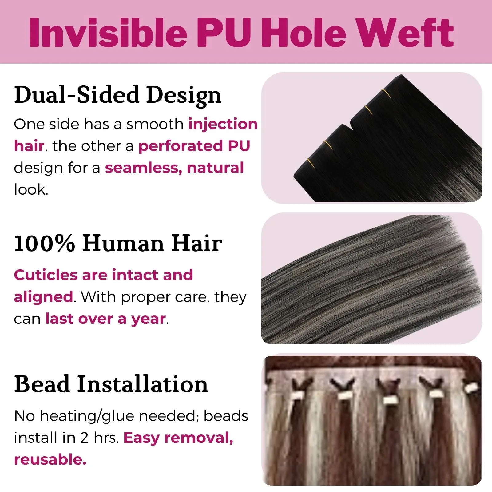 twin weft hair extensions virgin human hair black wih silver