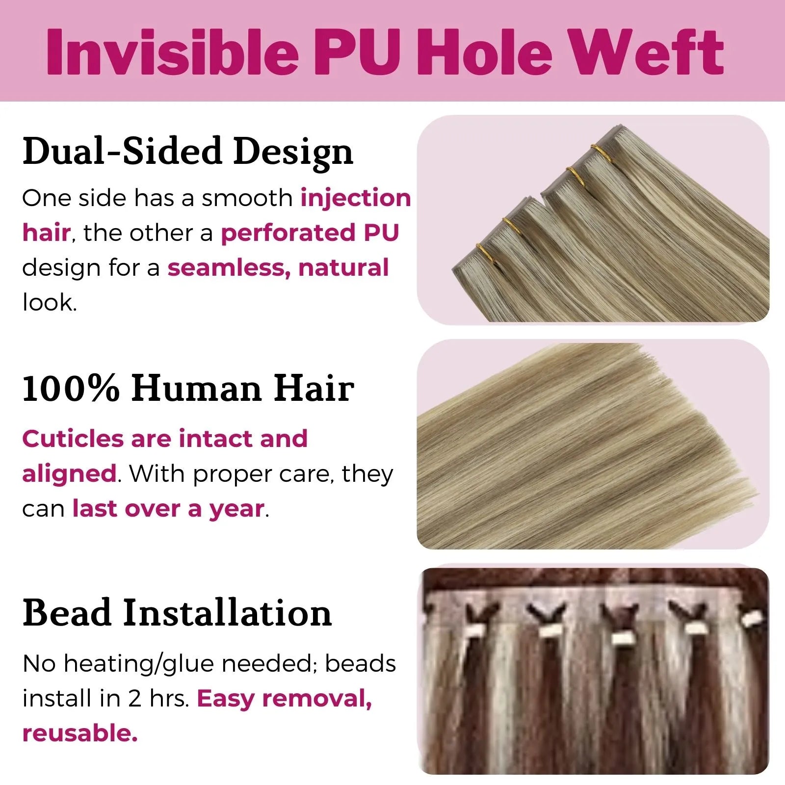 invisible butterfly weft hair