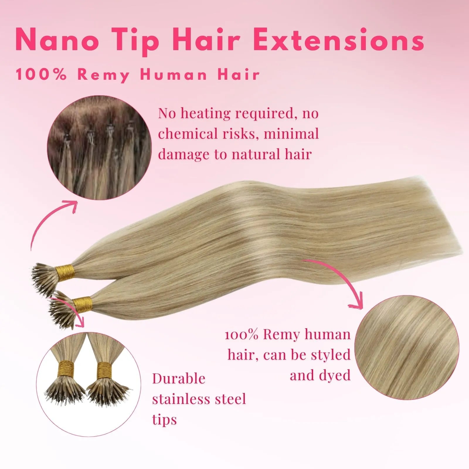 nano ring human hair extensions blonde hair