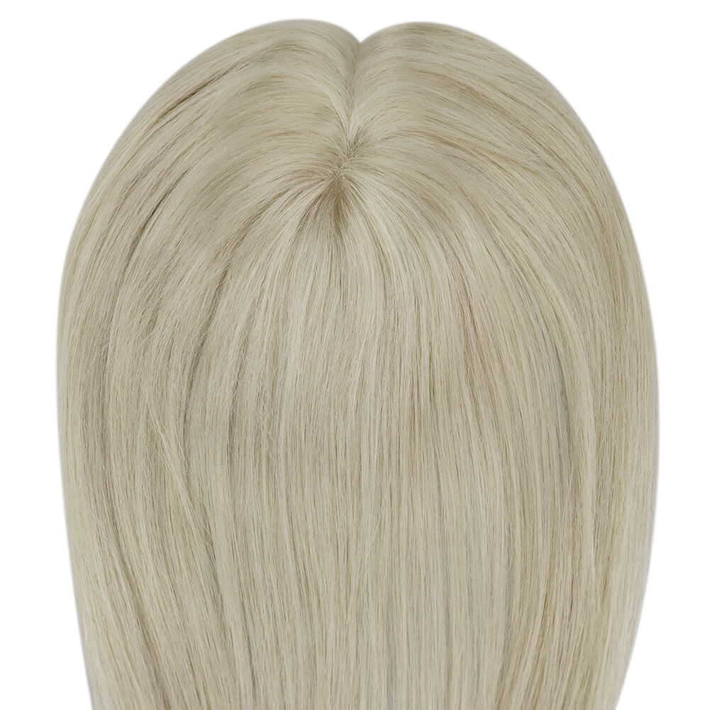 Topper Hair Pieces 100% Human Hair Platinum Blonde #60-3*5 inch |Youngsee