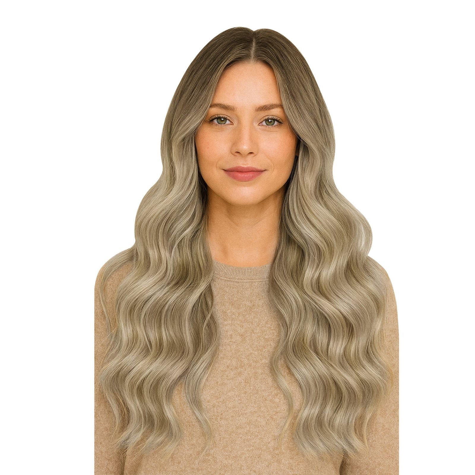 Genius Weft PU Clip in Hair Extensions Remy Human Hair Bronde Brown Balayage 