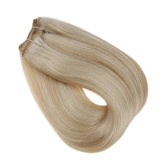 Remy Hair Weft Extensions Human Hair Bundles Highlight Honey Blonde #P27/613