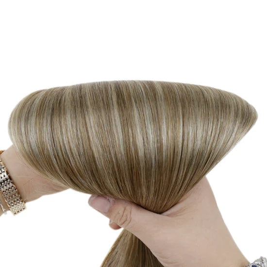 Remy Hair Weft Extensions Human Hair Balayage Brown With Blonde #3/8/22