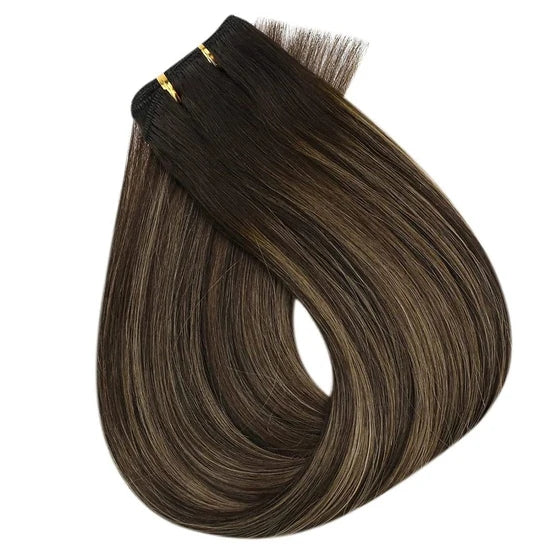Remy Hair Weft Extensions Human Hair Balayage Brown With Blonde #2/2/6 |Youngsee