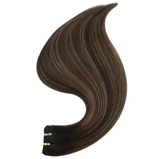 Remy Hair Weft Extensions Human Hair Balayage Brown With Blonde #2/2/6 |Youngsee