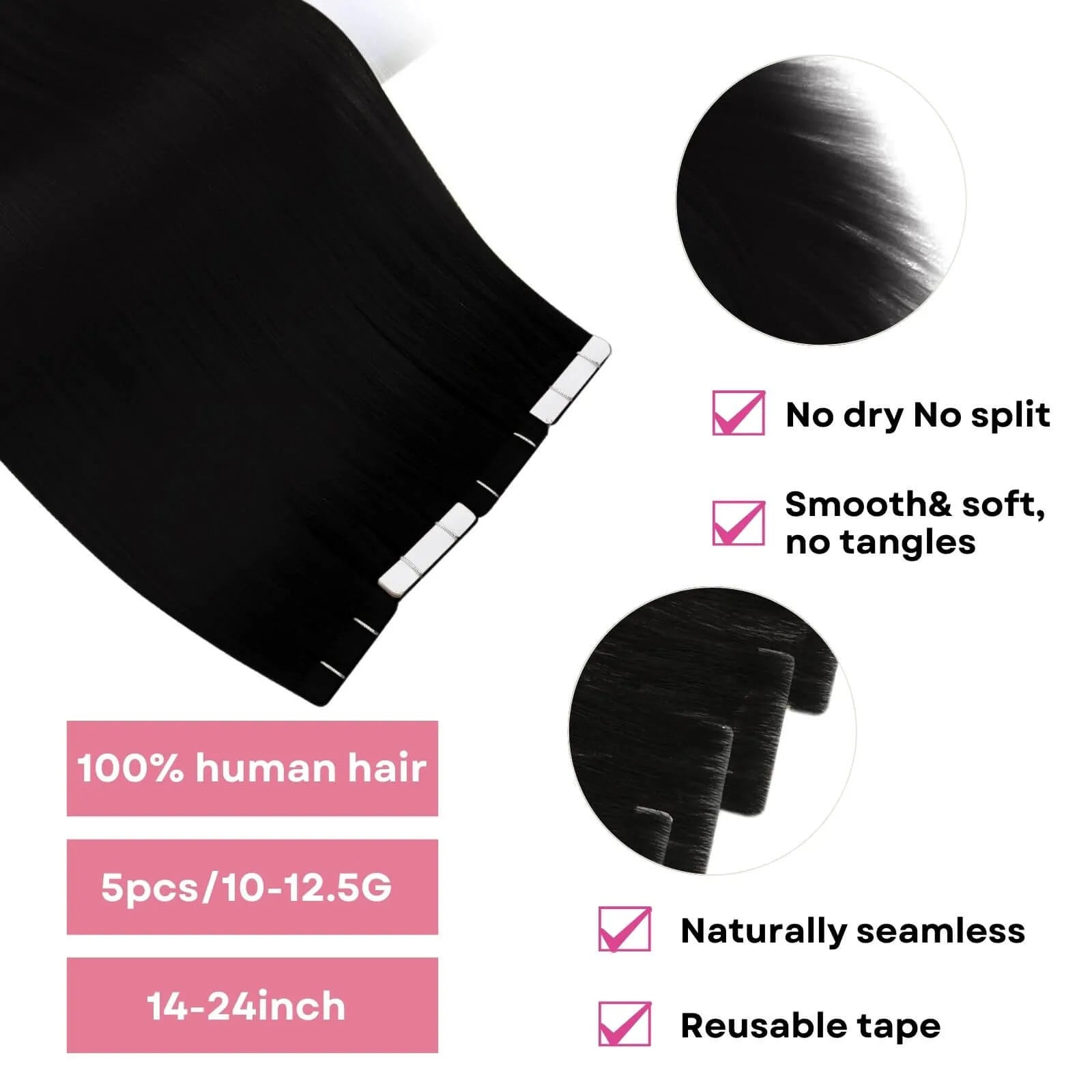 invisible tape hair extensions reusable tape ins virgin human hair