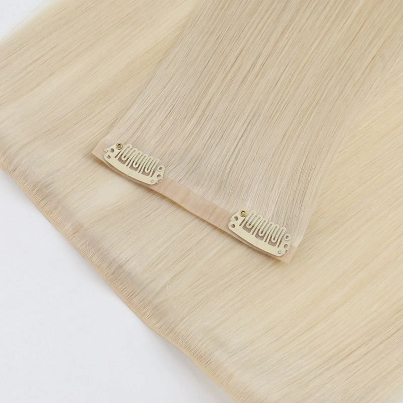 pu injection clip hair extensions blonde hair