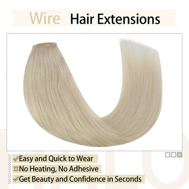 invisible wire hair extensions blonde