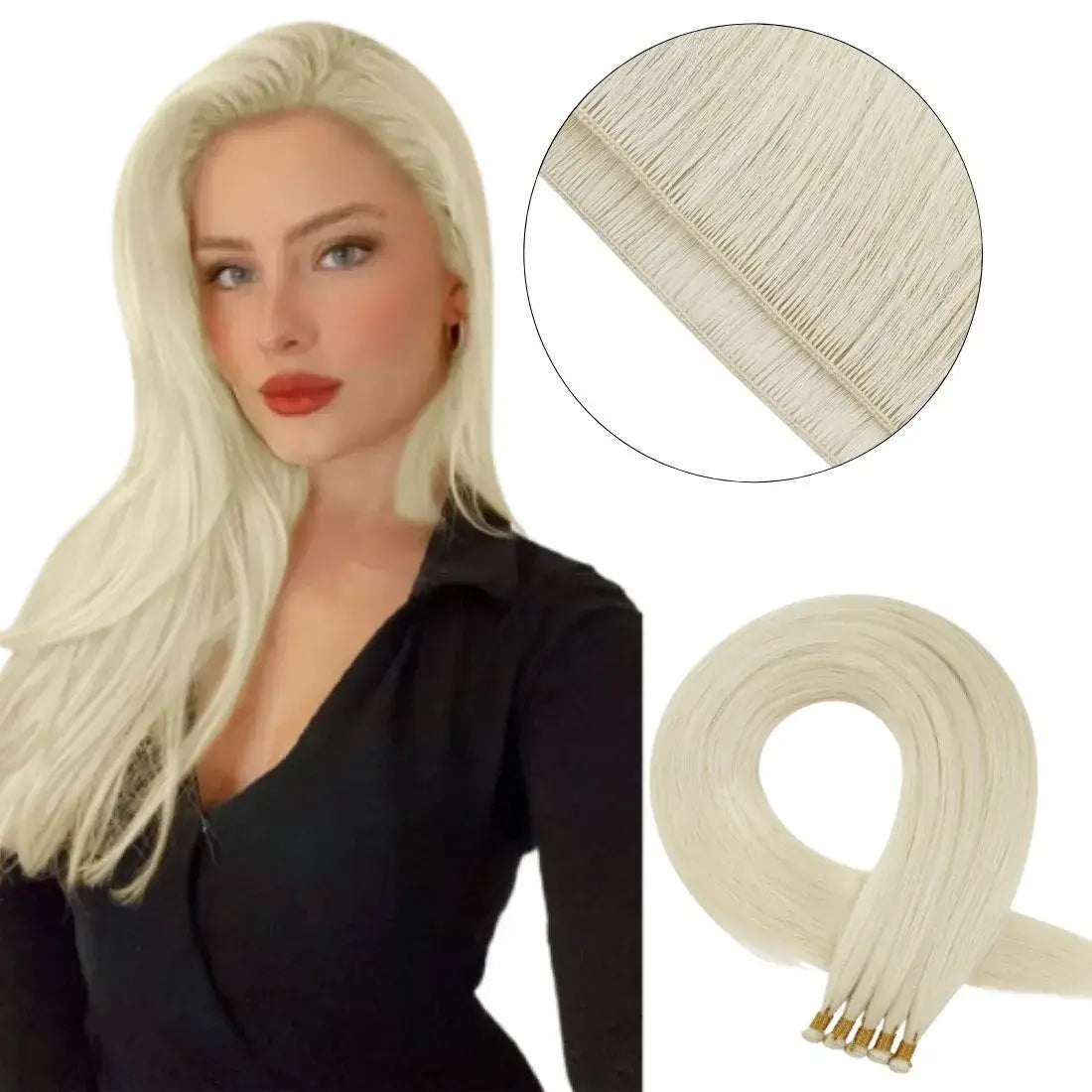 straight whitest blonde virgin handtied weft human hair