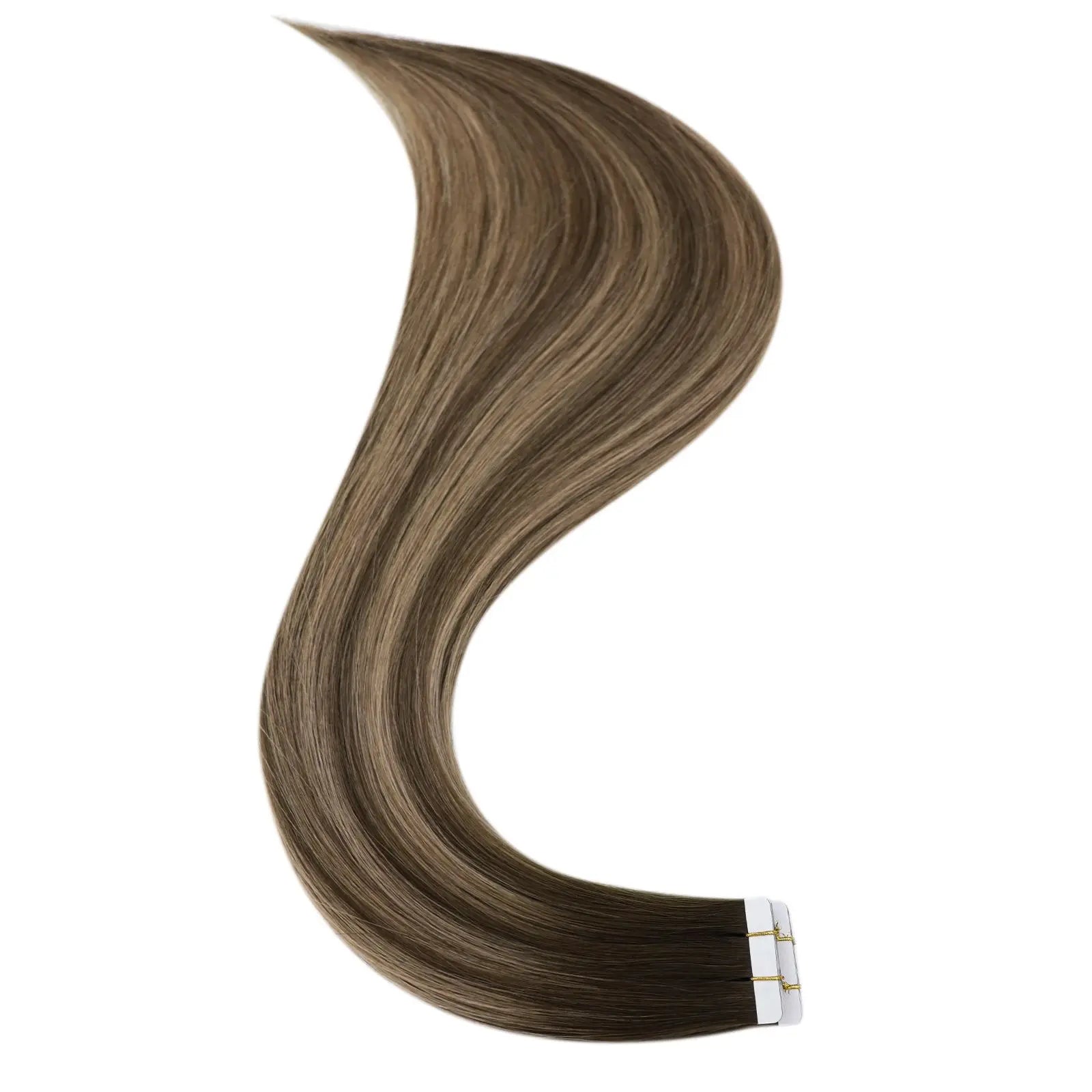balayage dark brown virgin tape hair extensions