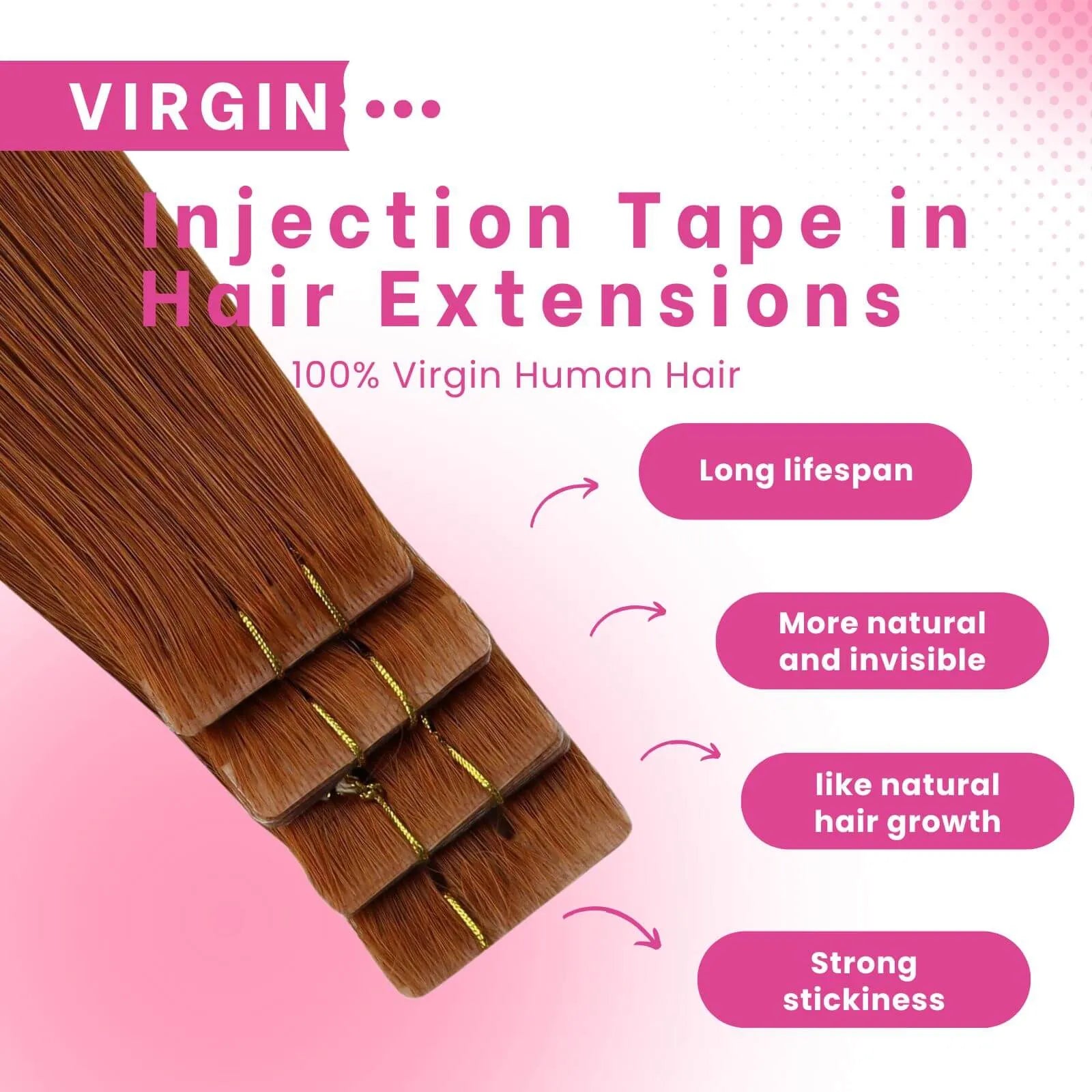 tape in hair extensions virgin human tape ins copper red