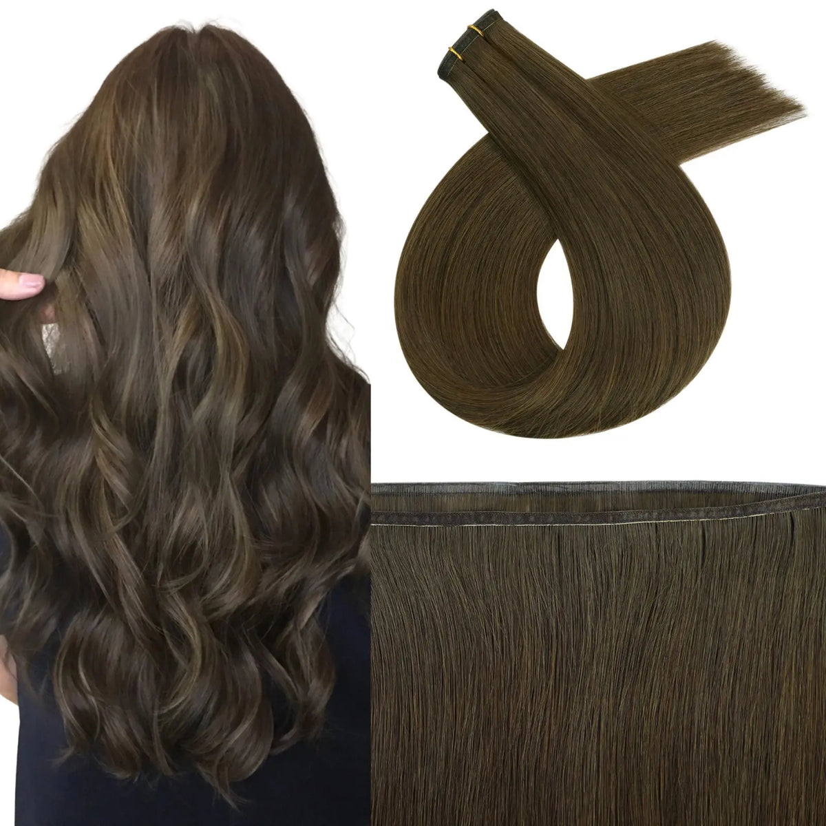 Virgin Flat Silk Weft Extensions Virgin Human Hair Weave 
