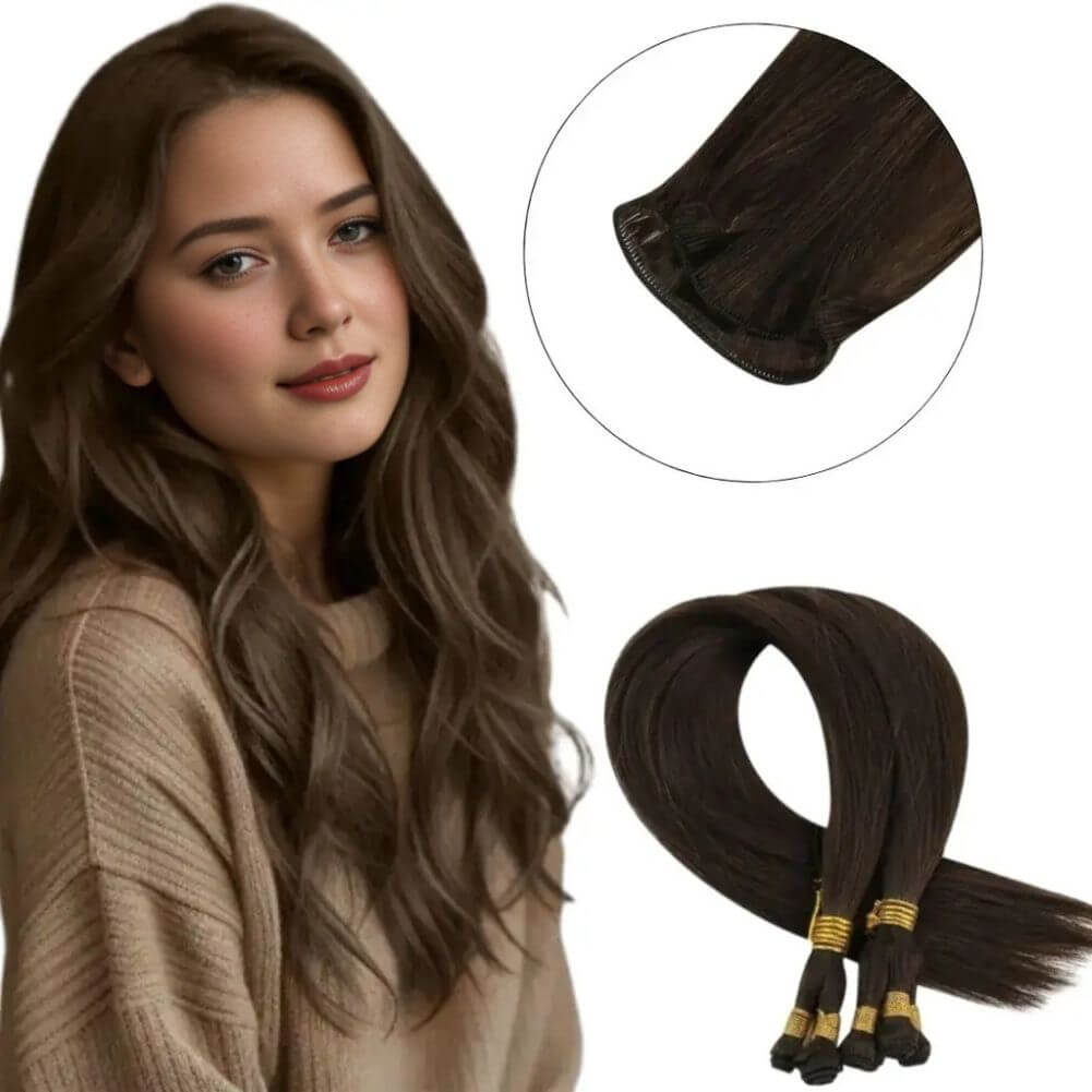 virgin hair bundles dark brown handtied weft