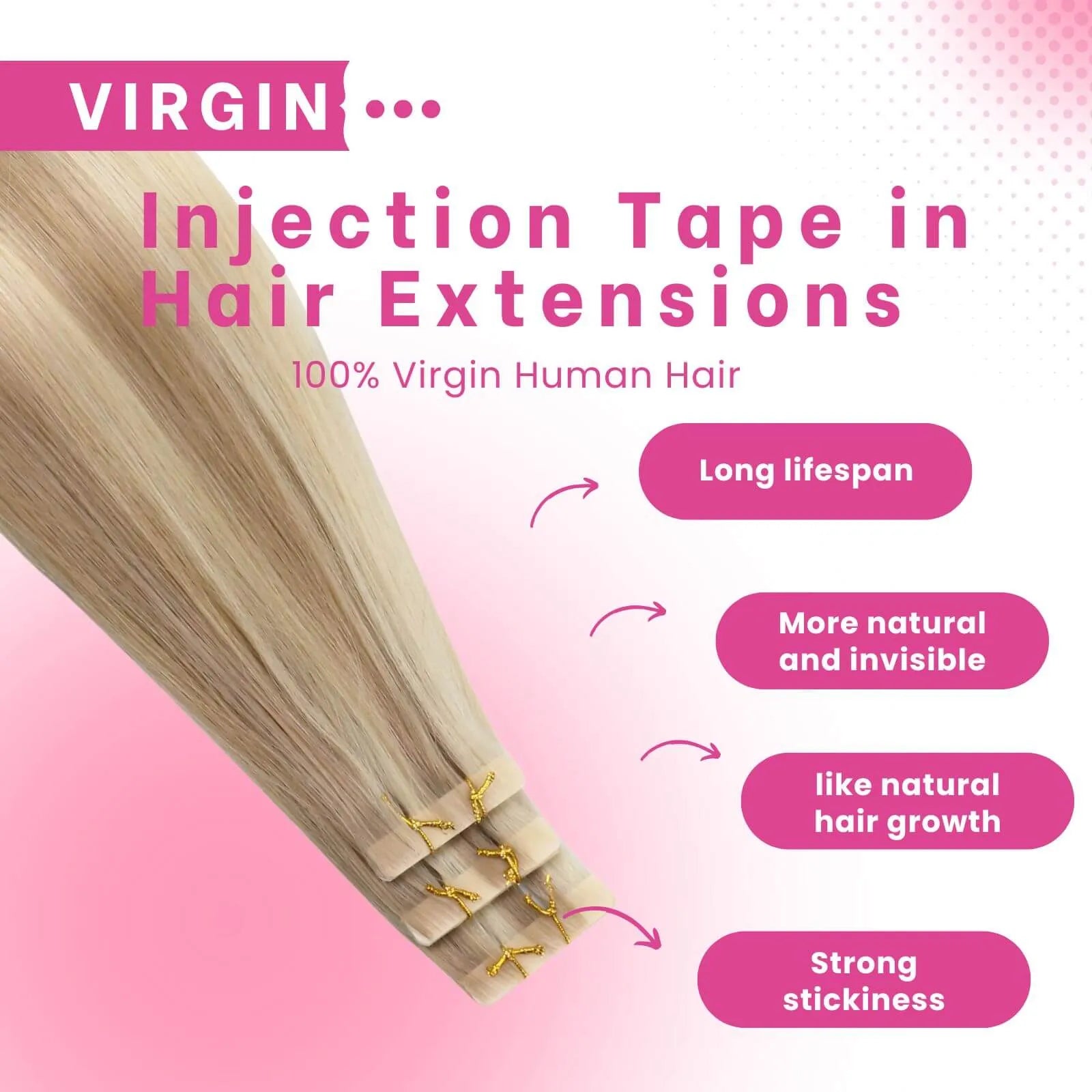 Seamless Virgin Injection Tape in Hair Extensions virgin tape ins Soft Strawberry Blonde