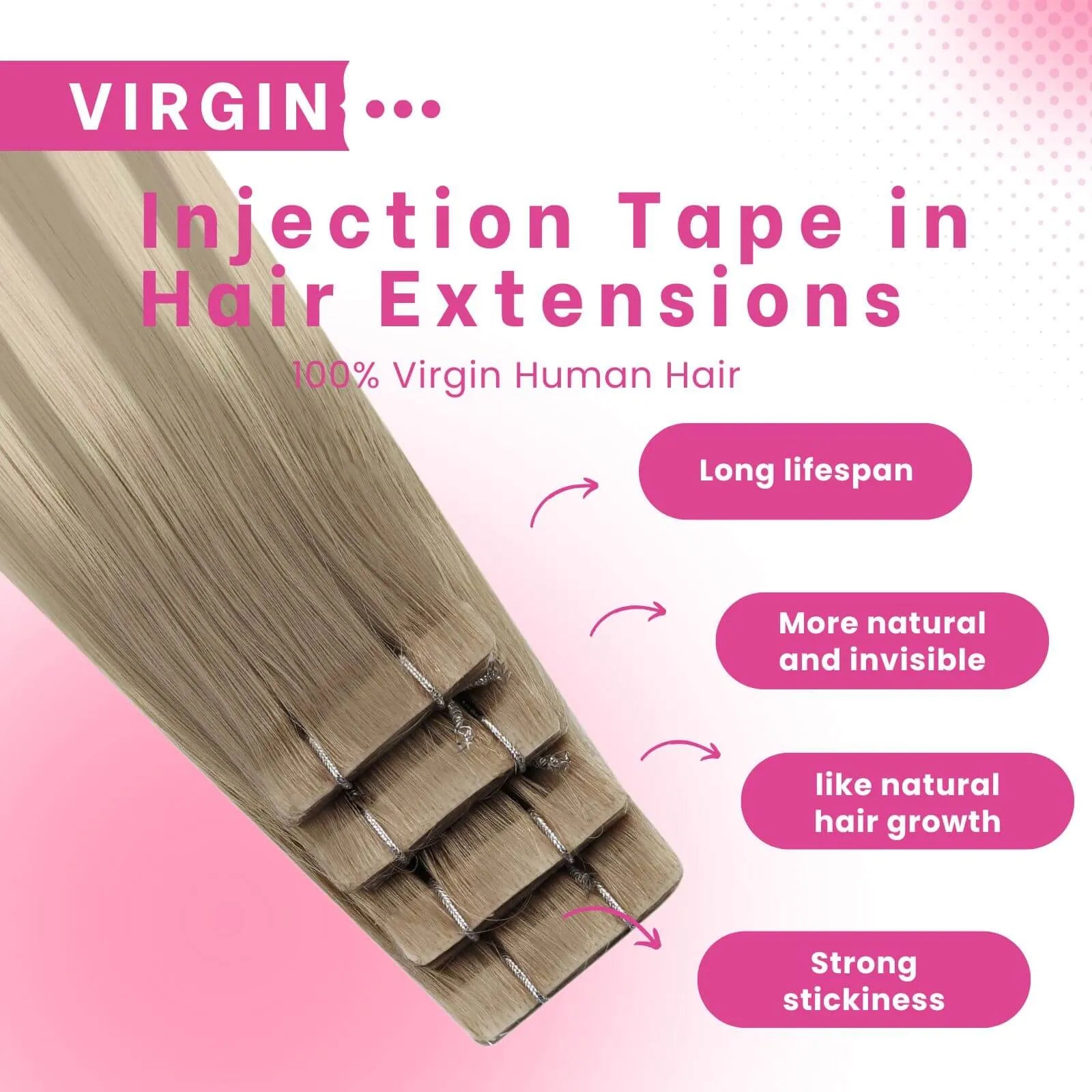 virgin injection tape in hair extensions 100% human hair