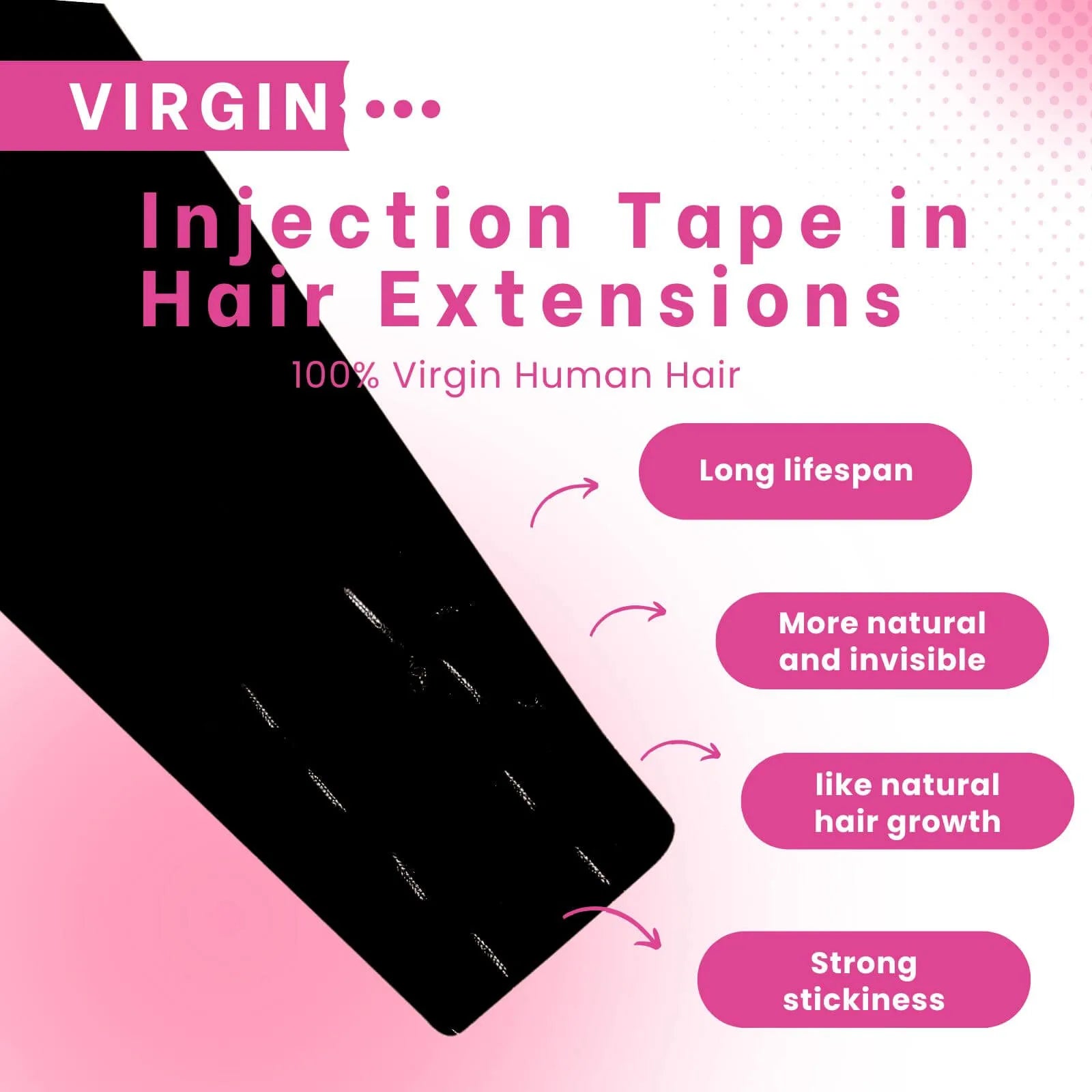 Injection Tape in Hair Extensions Virgin Human Hair Light Brown