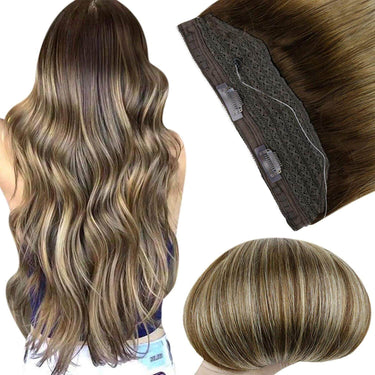 invisible fish wire hair extensions highlight color