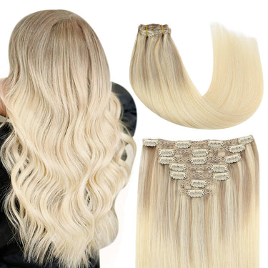 clip in hair extensions ash brown mix blonde