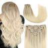 clip in hair extensions ash brown mix blonde