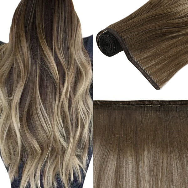 Balayage Dark Brown Highlight Blonde hair extensions