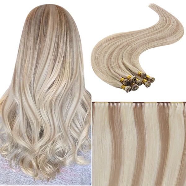 Hand-tied Hair Extensions Highlight  blonde