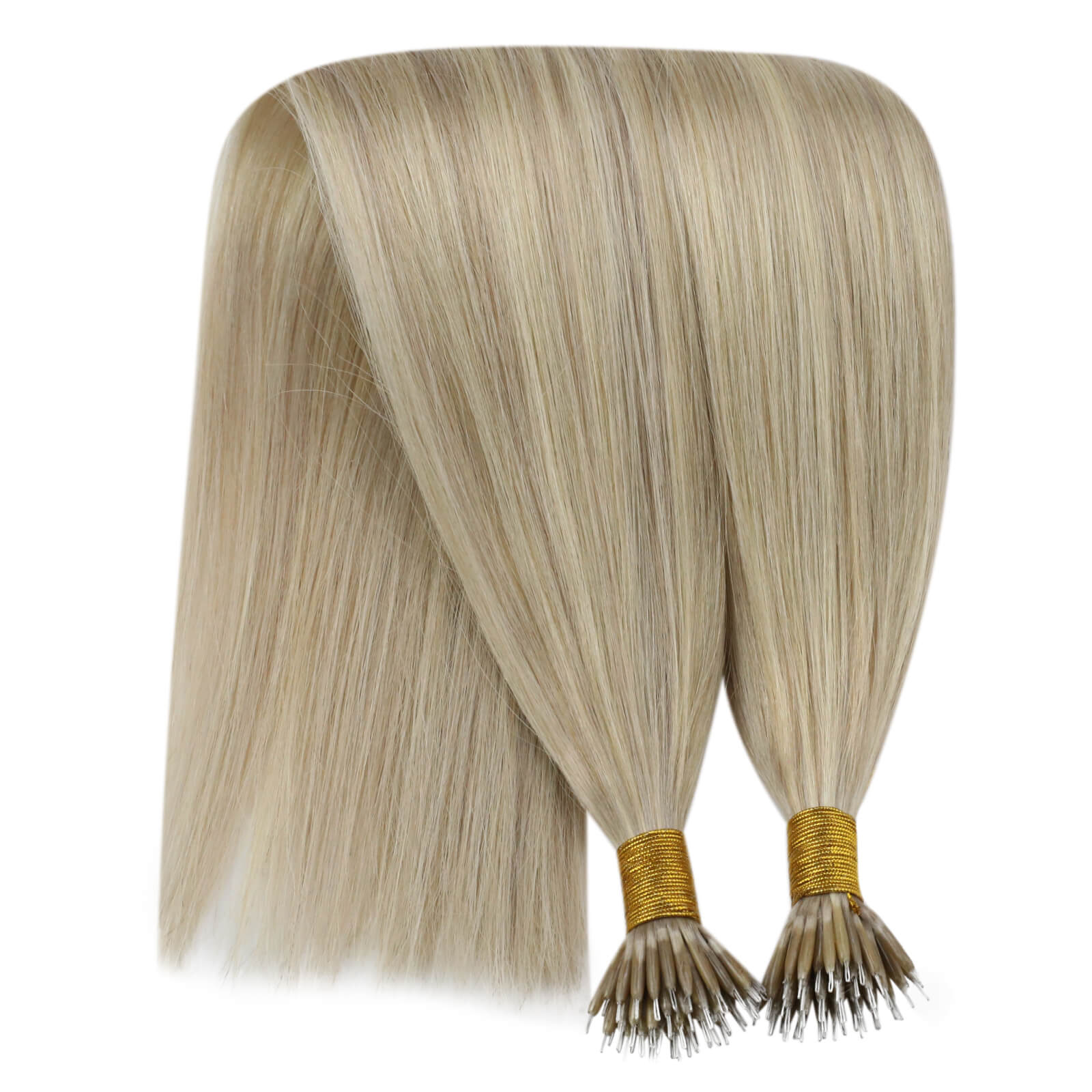 nano loop hair extensions real human hair highlight ash blonde with bleach blonde