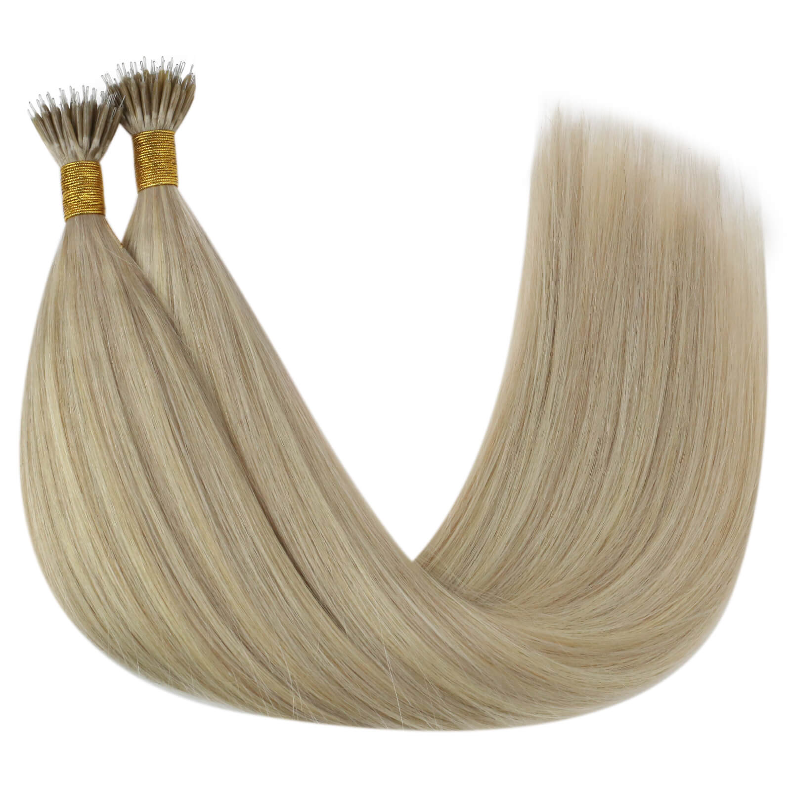 nano ring human hair extensions highlight ash blonde with bleach blonde