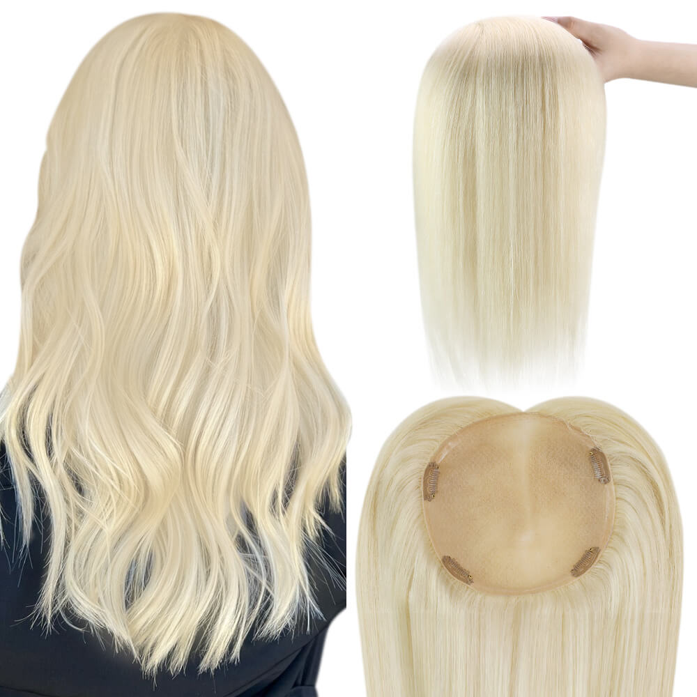 Platinum Blonde topper hair,human hair topper,hair toppers,real human hair topper,natural hair topper,women hair topper,hair topper for women,hair topper for thinning hair