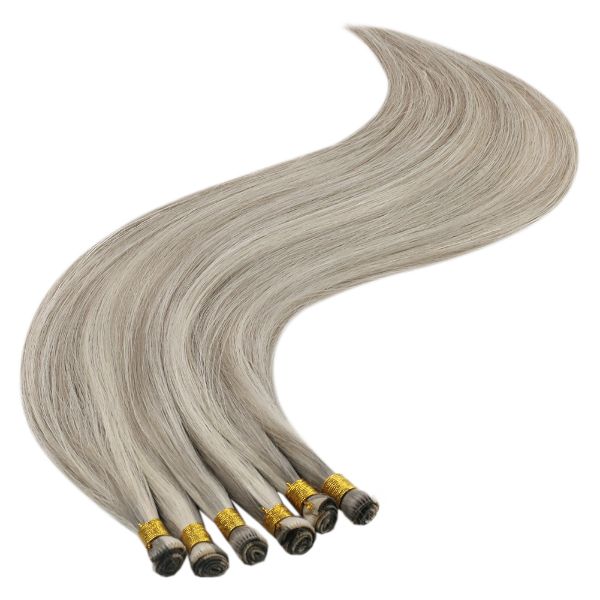 Highlight Dirty Blonde Hand-tied Weft Extensions Human Hair #19/60 ...