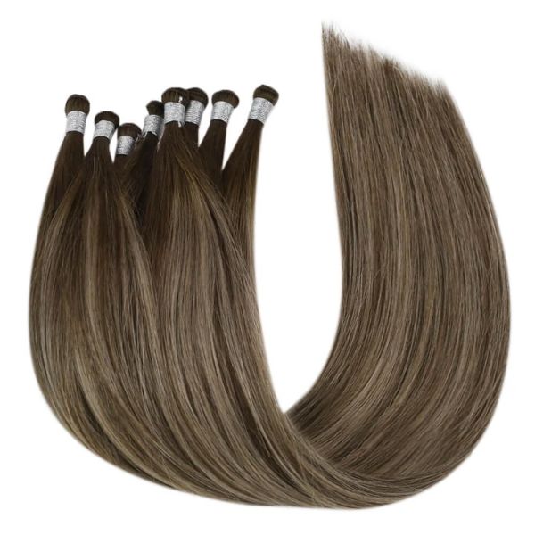 hand-tied weft hair extensions balayage